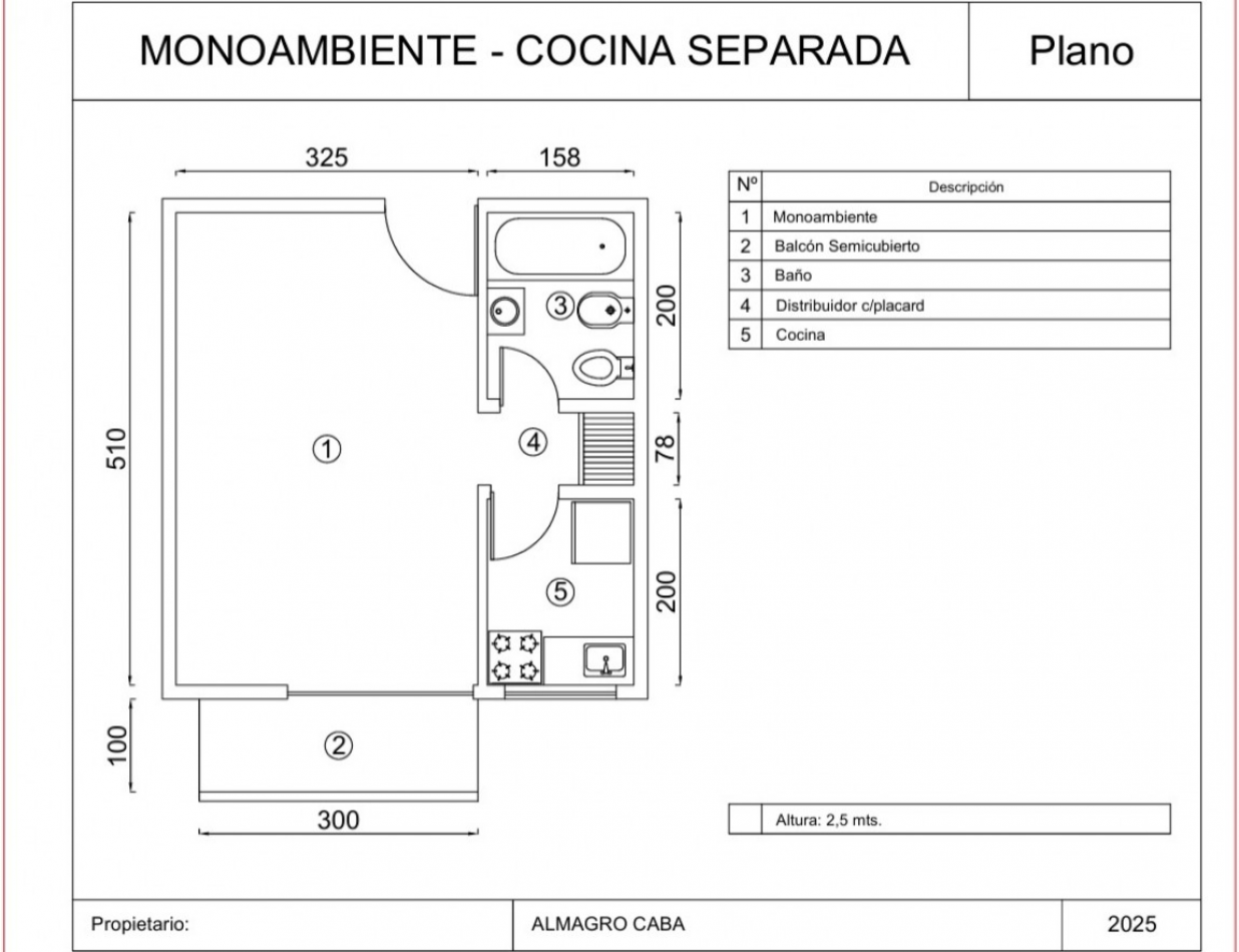 Se vende un departamento monoambiente con balcon al frente - Almagro